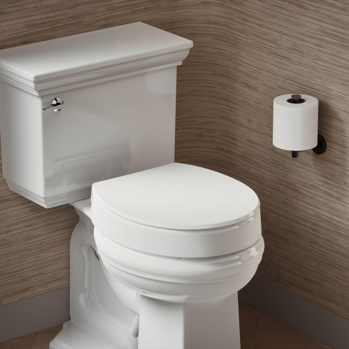 KOHLER Hyten Elevated Quiet-Close Round-Front Toilet Seat, White