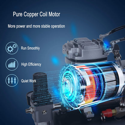 Timbertech Professional Upgraded Piston Airbrush Compressor with Motor Cool Down Fan ABPST08, Max 57PSI, Quiet Airbrush Compressor with Tank for Airbrush Paint, Nails, Tattoo, Makeup, Cake Painting 🍁 All In One Marketplace Canada