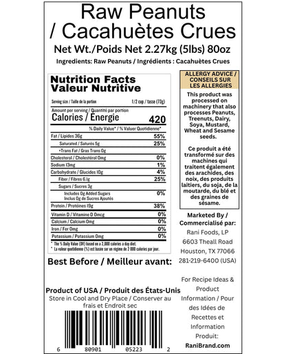 Rani Raw Whole Peanuts with Skin, 80oz (5lbs) - Unsalted, Uncooked Spanish Grade