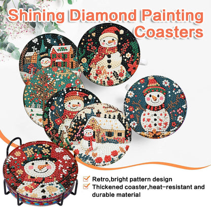 8 PCS Diamond Art Coasters Christmas Snowman 🍁 All In One Marketplace Canada