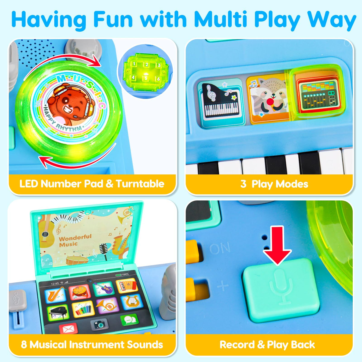 Baby DJ Table for Toddlers 1-3, Baby Musical Piano Toys 6-9-12-18 Months Toddler Learning DJ Mixing Table with Music & Light Educational Toy for 1 Year Old Boy Girl First Christmas Birthday Gift 🍁 All In One Marketplace Canada