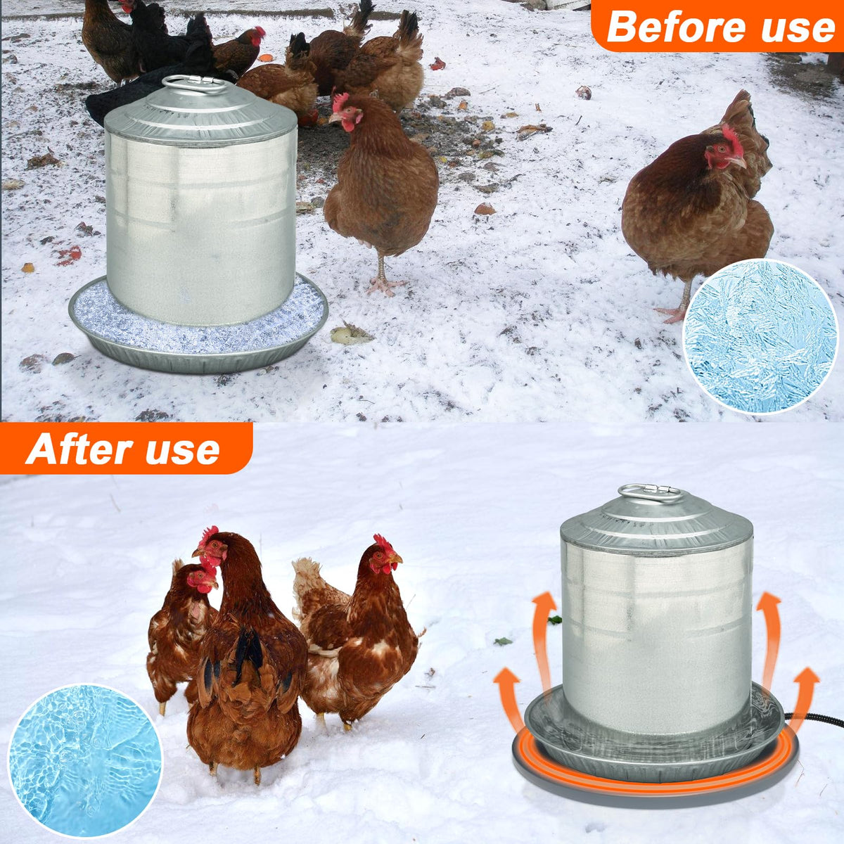 Lxheir Chicken Water Heater, 13'' Heated Base for Metal Plastic Poultry Founts Waterer 3-5 Gallons, Poultry Water Heater Base for Chicken Turkey Goose Duck Pigeon Drinker in Winter Grey 🍁 All In One Marketplace Canada
