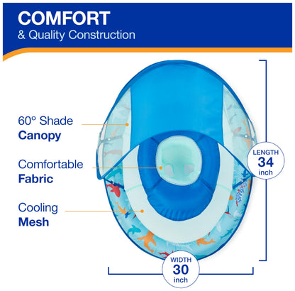 SwimWays Baby Spring Float, Baby Pool Float with Canopy, Swim Training PFD, Swimming Pool Accessories for Babies and Toddlers 9-24 Months, Shark 🍁 All In One Marketplace Canada