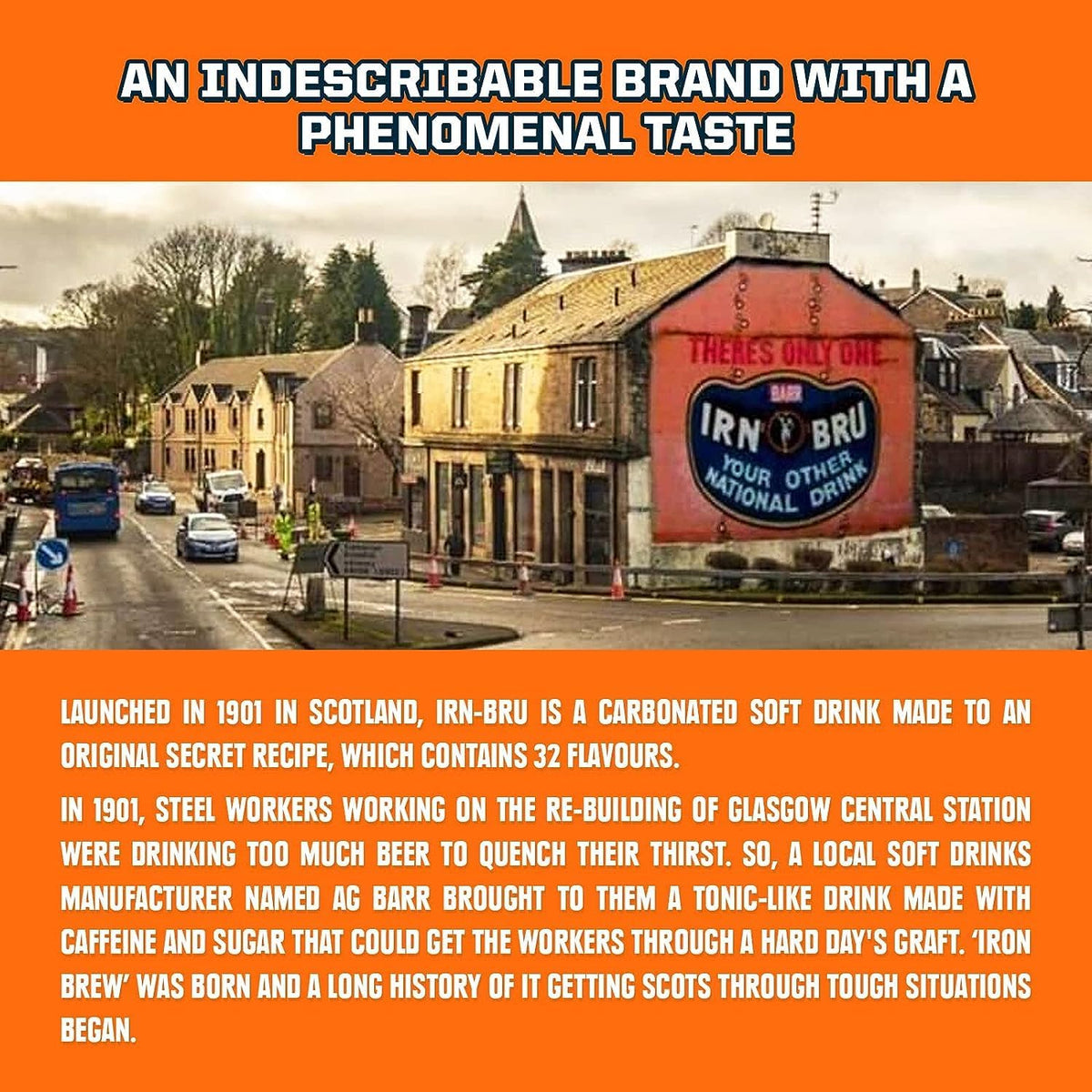 IRN-BRU Original Soft Drink, 330ml Cans, Pack of 24