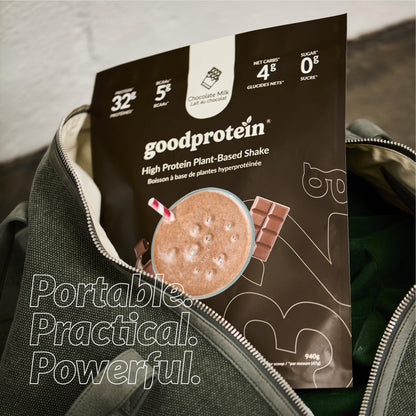 Good Protein – 32g Protein, Vegan High Protein Powder, 100% Natural, Non-GMO, Dairy-free, Gluten & Soy Free and No Added Sugar. Plant-Based Protein Shake (Chocolate Milk, 470 g)