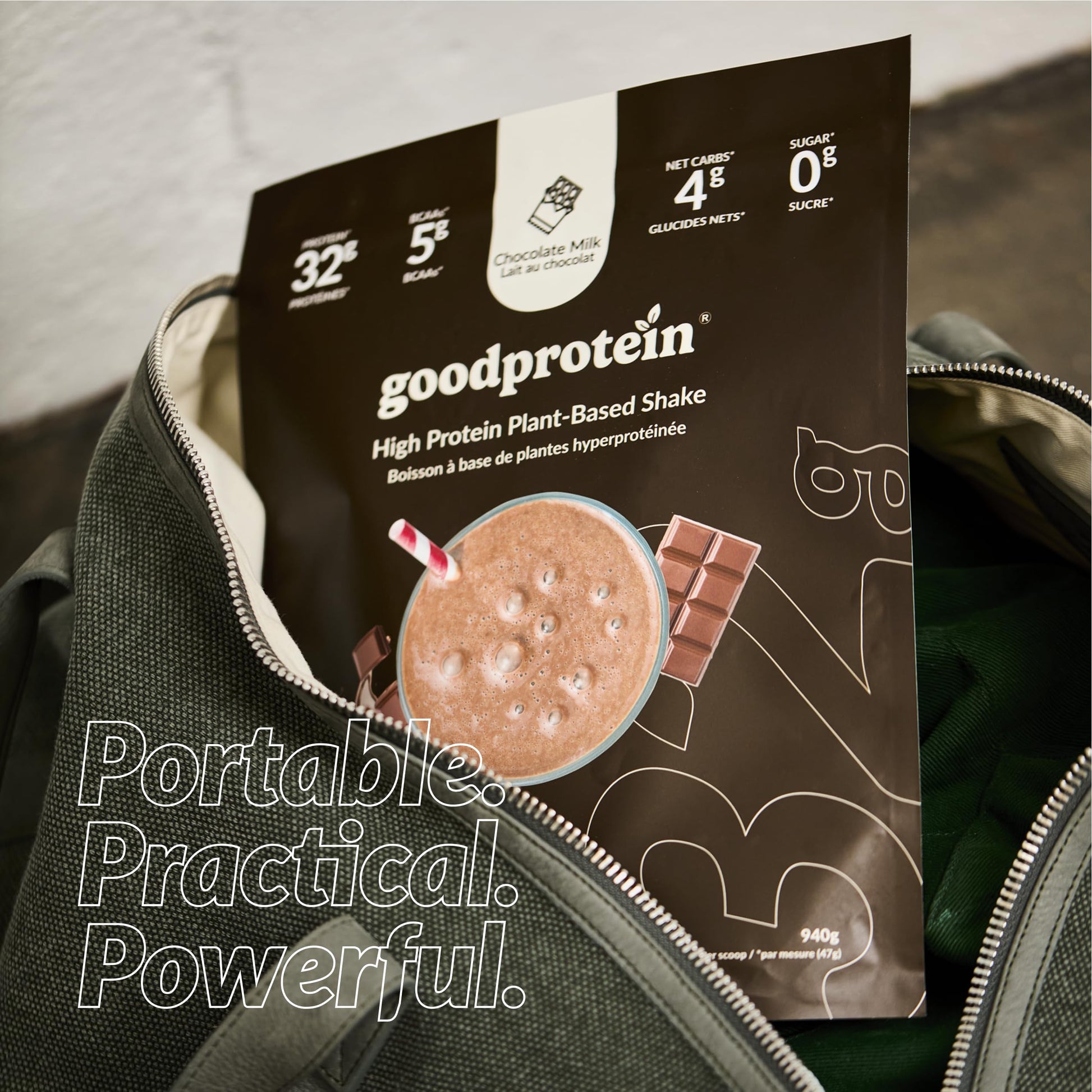 Good Protein – 32g Protein, Vegan High Protein Powder, 100% Natural, Non-GMO, Dairy-free, Gluten & Soy Free and No Added Sugar. Plant-Based Protein Shake (Chocolate Milk, 940 g)