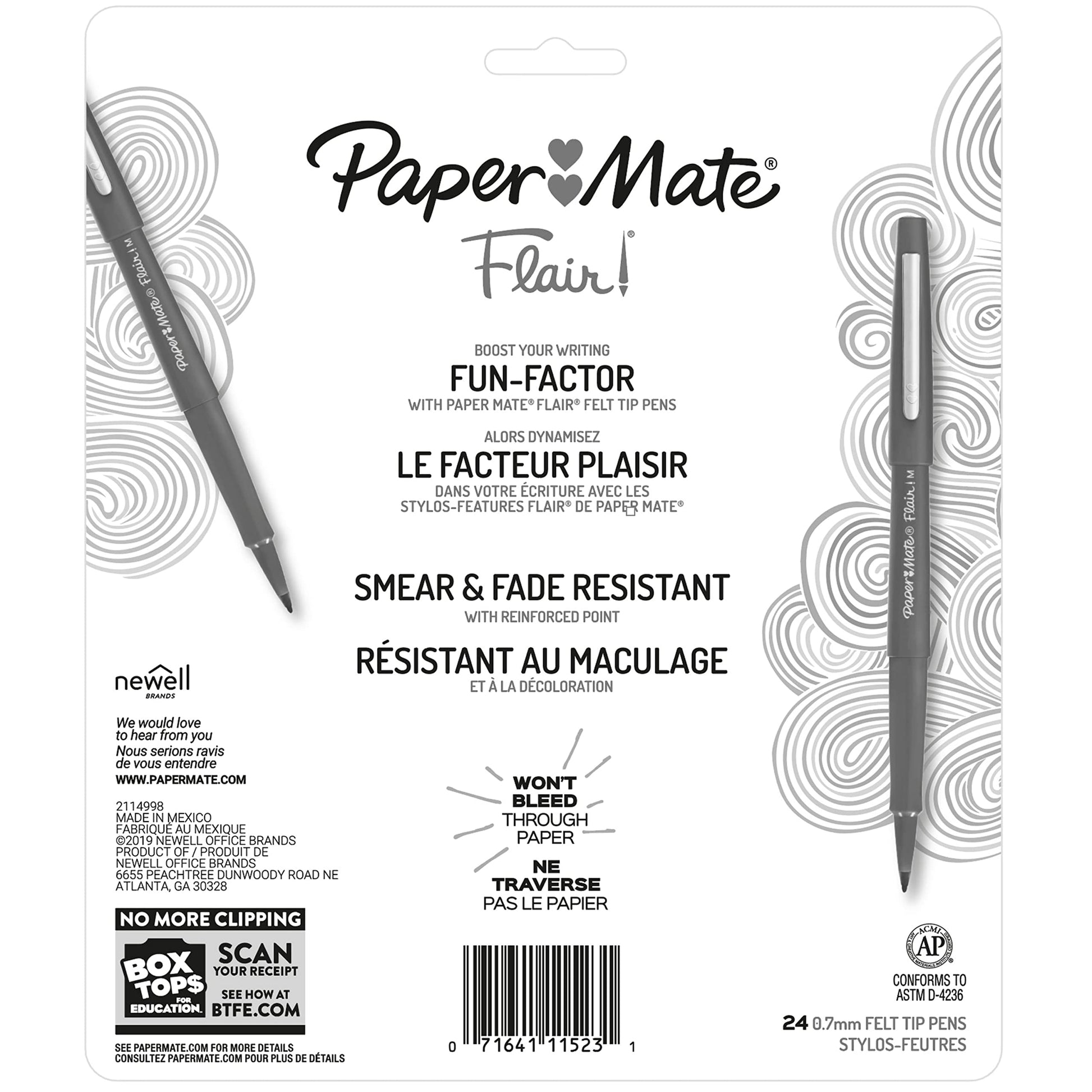 Paper Mate Flair Felt Tip Pens, Medium Point (0.7 mm), Assorted Colours, 24 Count - Available at All In One Marketplace Canada