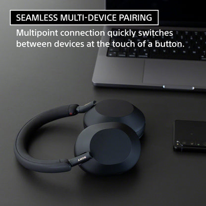 Sony WH-1000XM5 Wireless Industry Leading Noise Cancelling Headphones with Auto Noise Cancelling Optimizer, Crystal Clear Hands-Free Calling, and Alexa Voice Control, Midnight Blue Sony