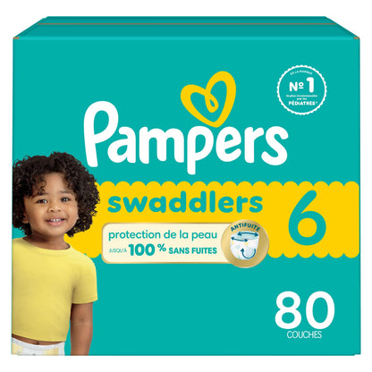 Pampers Swaddlers Diapers, Size S6 (23-44 lbs), 80 Count, Absorbent, Keeps Baby Dry and Comfortable, Skin Safe Disposable Baby Diaper