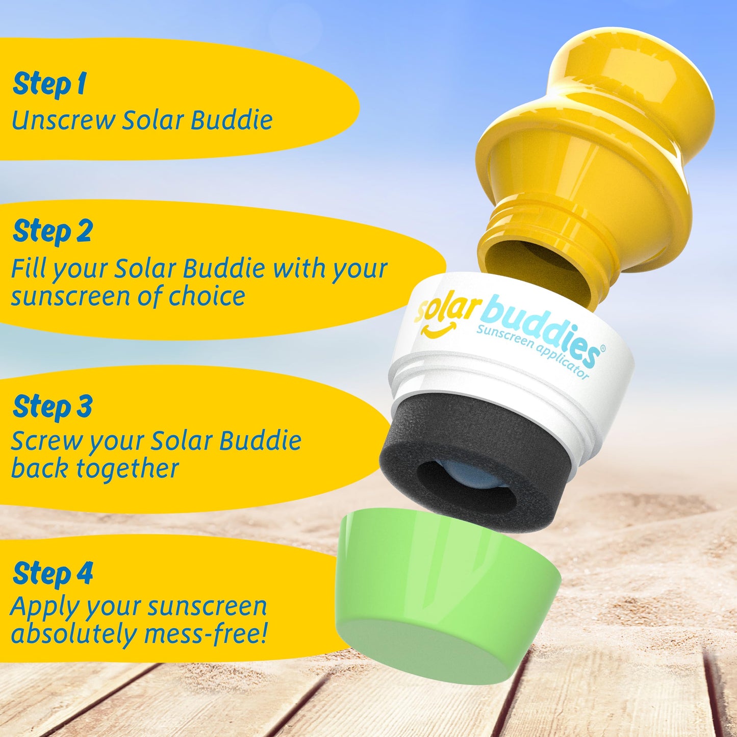 Solar Buddies Sunscreen Applicator - Green & Blue Duo - Refillable Roll on Sponge Sunscreen, Suncream & Lotion Applicator For Kids, Adults & Families - Holds 100ml, Perfect Size for Travel - Available at All In One Marketplace Canada