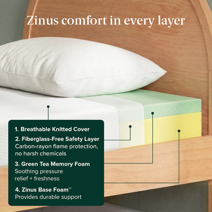 Zinus Twin Mattress - 6 Inch Green Tea Infused Memory Foam Mattress, Mattress in a Box, CertiPUR-US Certified Foam with Pressure Relief, 10-Year Warranty, Twin Size Zinus