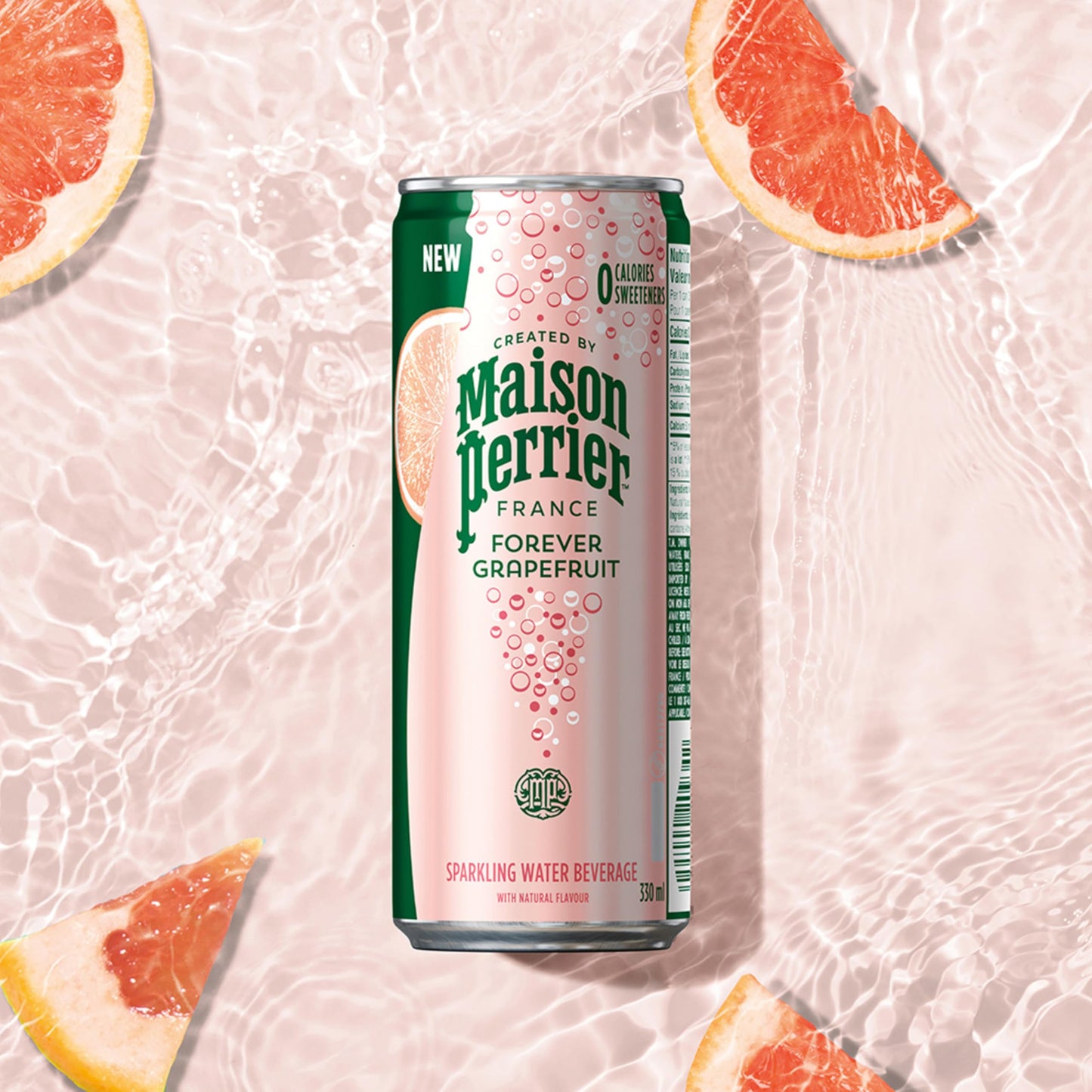Maison Perrier Forever Grapefruit Sparkling Water – 24 Pack, 330ml Cans – Natural Flavor, Zero Calories, Sweeteners & Sodium