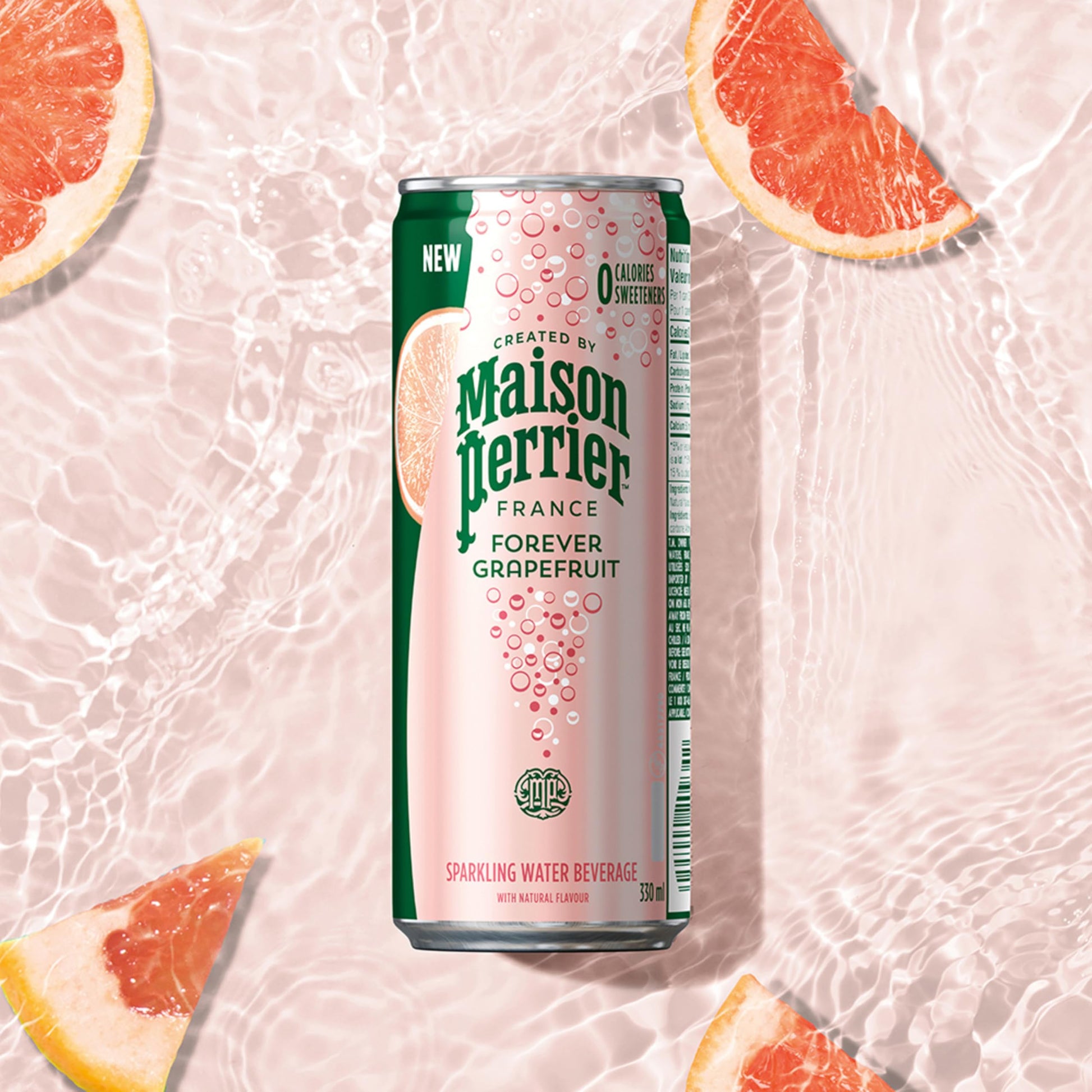 Maison Perrier Forever Grapefruit Sparkling Water – 24 Pack, 330ml Cans – Natural Flavor, Zero Calories, Sweeteners & Sodium
