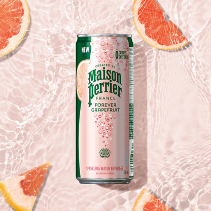 Maison Perrier Forever Grapefruit Sparkling Water – 24 Pack, 330ml Cans – Natural Flavor, Zero Calories, Sweeteners & Sodium