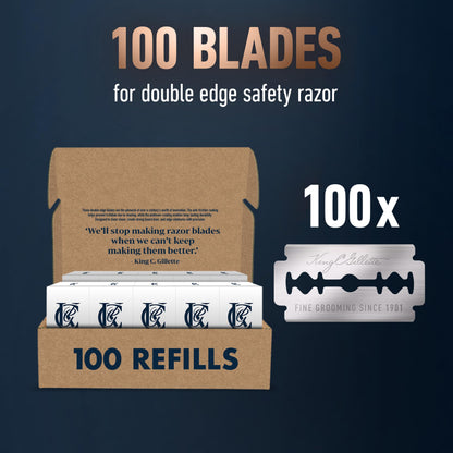 King C. Gillette Double-Edge Safety Razor blades for better control, with anti-friction coating, 100 count