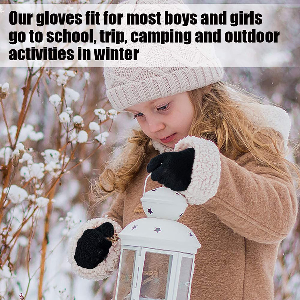 Kid's Winter Magic Gloves,12 Pairs Winter Stretchy Warm Magic Gloves Fit for 6-11 Years Old Boys or Girls Knit Gloves (12 Pairs Black) 🍁 All In One Marketplace Canada
