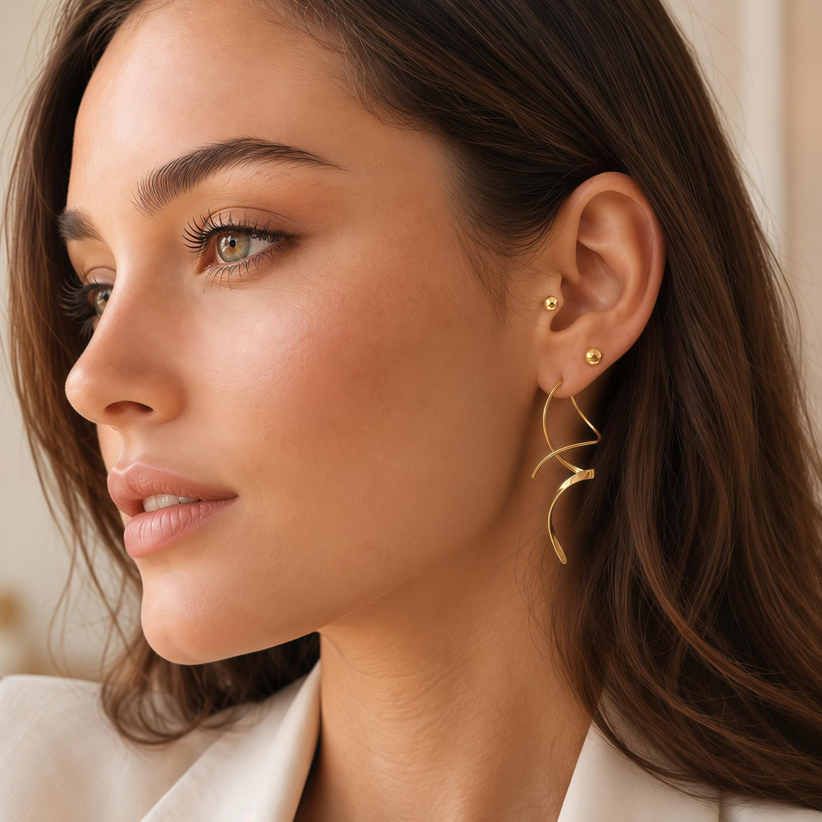 Earrings for Women Spiral threader earrings 14K gold earrings hand bent dangle earrings for women，suitable for gift giving, perfect for your birthday party, Christmas, gift giving. 🍁 All In One Marketplace Canada
