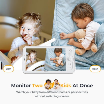 Arenti Baby Monitor 2 Cameras, Smart WiFi 6 Baby Cameras with 5-Inch Upgraded Wireless Display, 360° View, Auto-Night Vision, Temperature Sensor, Sound & Motion Detection, 2 Way Audio, VOX Mode (B2) - Available at All In One Marketplace Canada
