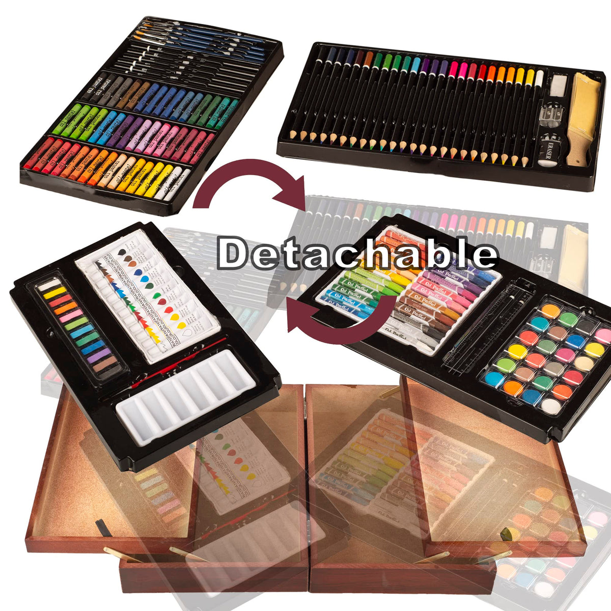 KINSPORY Art Supplies, 168-Pack Deluxe Creative Christmas Gift, Wooden Art Set Crafts Drawing Painting Coloring Kit with 1 Coloring Book, 2 Sketch Pads for Artist Beginners Kids Girls Boys (Deep Brown) 🍁 All In One Marketplace Canada