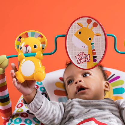 Bright Starts Portable Baby Bouncer Soothing Vibrations Infant Seat with Removable Toy Bar, 0-6 Months 6-20 lbs (Playful Pinwheels) Bright Starts