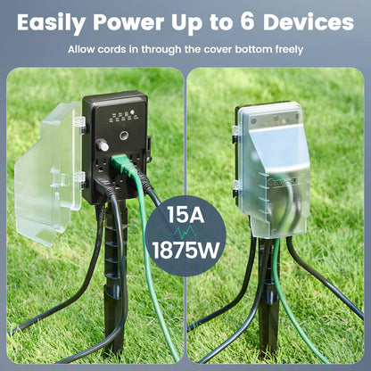 SURAIELEC Outdoor Power Stake, Dusk to Dawn Timer, 15FT Extension Cord 🍁 All In One Marketplace Canada