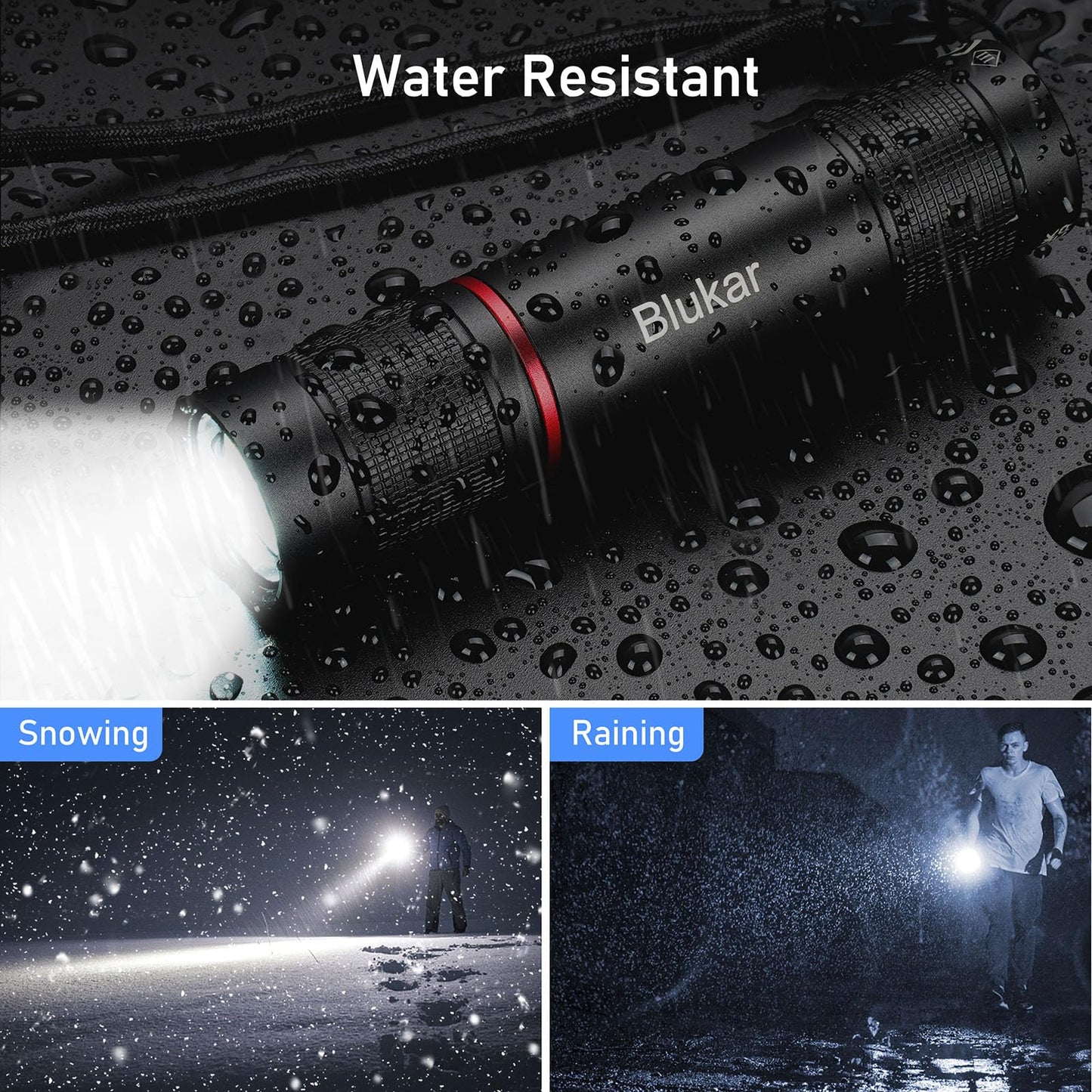 Blukar LED Rechargeable Flashlight 2 Pack, Super Bright Small Handheld Flashlights- Zoomable, Adjustable Brightness, Long Lasting Flash Light, Waterproof Pocket Size Torch Light for Emergency, Camping