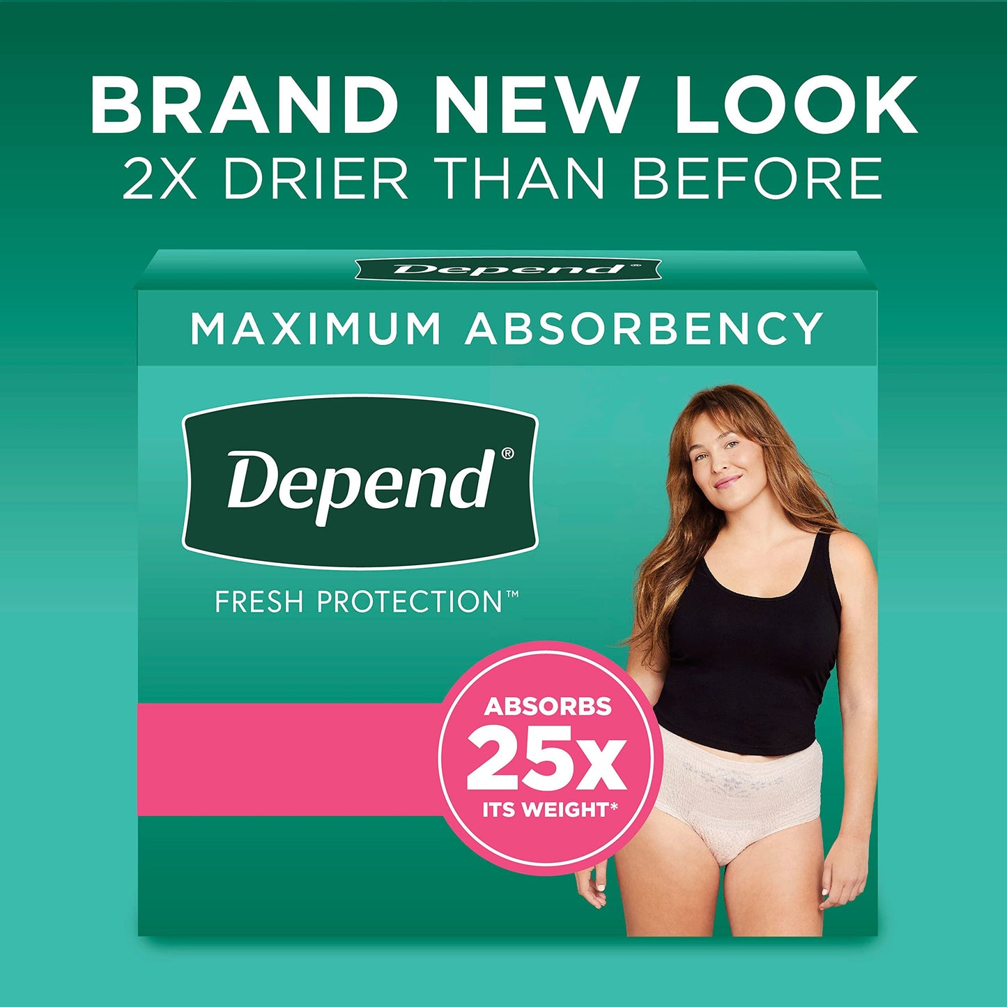 Depend FIT-FLEX Adult Incontinence Underwear for Women, Maximum Absorbency, XXL, Blush, 22 Count