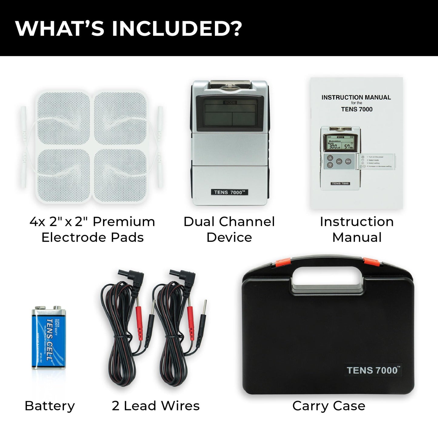 TENS 7000 Digital TENS Machine with Accessories - Muscle Stimulator Machine for Back Pain Relief, Sciatica, Neck, Nerve, Shoulder, Hip, Elbow, Muscle Pain Relief - Available at All In One Marketplace Canada