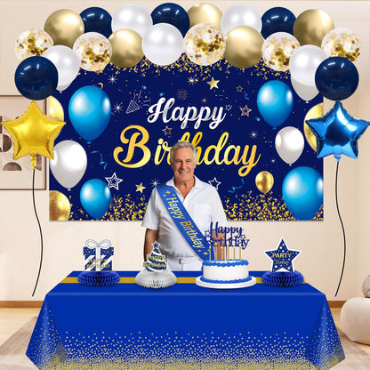 YeohJoy Birthday Decorations Navy Blue Gold 35Pcs Party Supplies 🍁 All In One Marketplace Canada
