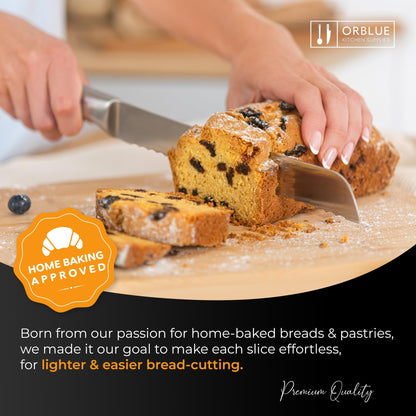 Orblue Serrated Bread Knife with Upgraded Stainless Steel Razor Sharp Wavy Edge Width - Bread Cutter Ideal for Slicing Homemade Bread, Bagels, Cake (8-Inch Blade with 5-Inch Handle) 🍁 All In One Marketplace Canada