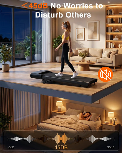 Lacuffy Walking Pad with 6% Incline, No-Assembly Under Desk Treadmill, 2.5 HP Quiet Motor, APP & Remote Control, LED Display, 307 lbs Capacity for Home/Office
