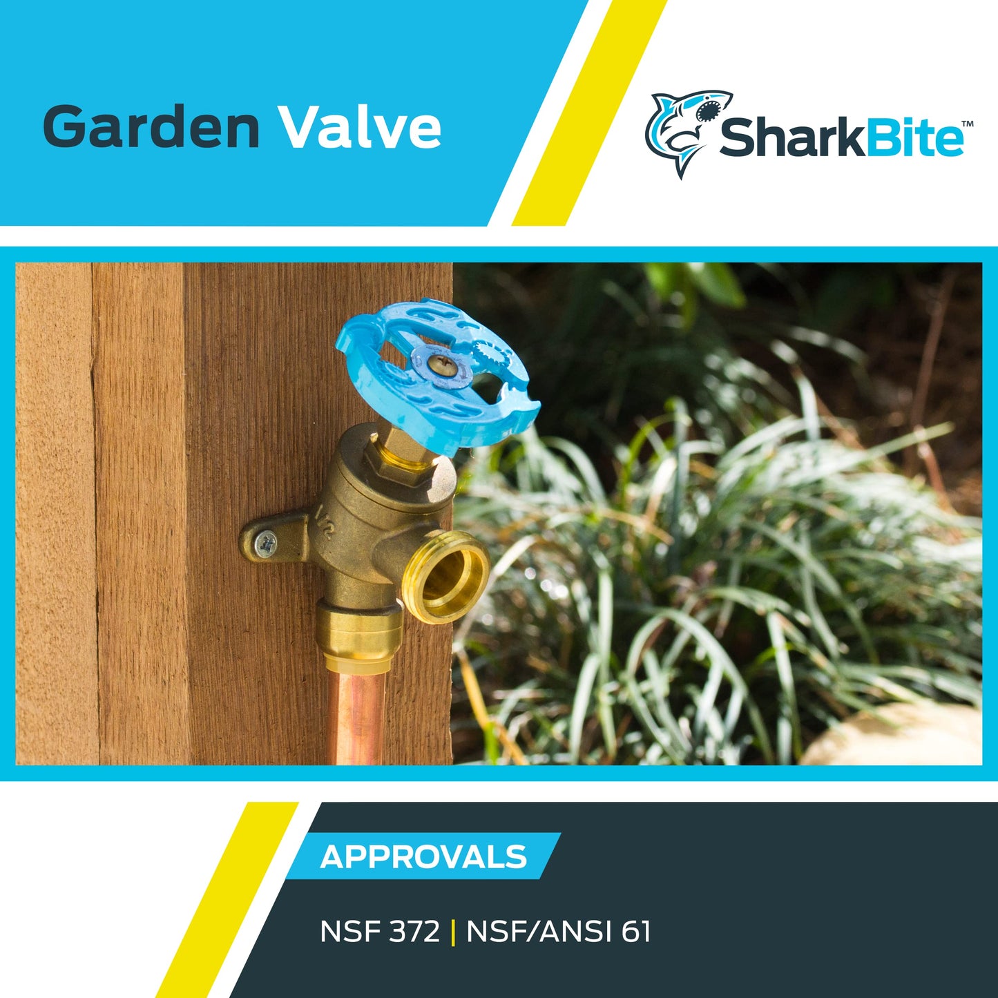 SharkBite 1/2 Inch x 3/4 Inch MHT Garden Valve, Multi Turn, Push to Connect Brass Plumbing Fitting, PEX Pipe, Copper, CPVC, PE-RT, HDPE, 24622LF SharkBite