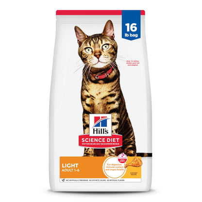 Hill's Science Diet Adult Light Chicken Recipe Dry Cat Food 7.25 kg Bag Hill's Science Diet