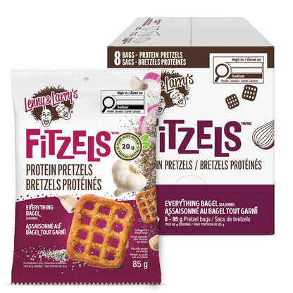 Lenny & Larry's Everything Bagel FITZELS – Savory Pretzel Snacks Incredibly Tasty, High Protein Salty, Vegan, 20g of Plant Based Protein (eight) Bags, 3 oz Each Lenny & Larry's