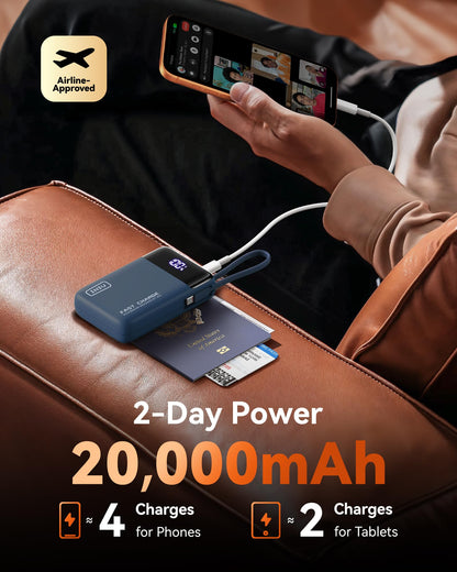 INIU 20000mAh Power Bank, Smaller 45W Fast Charging Travel Portable Charger