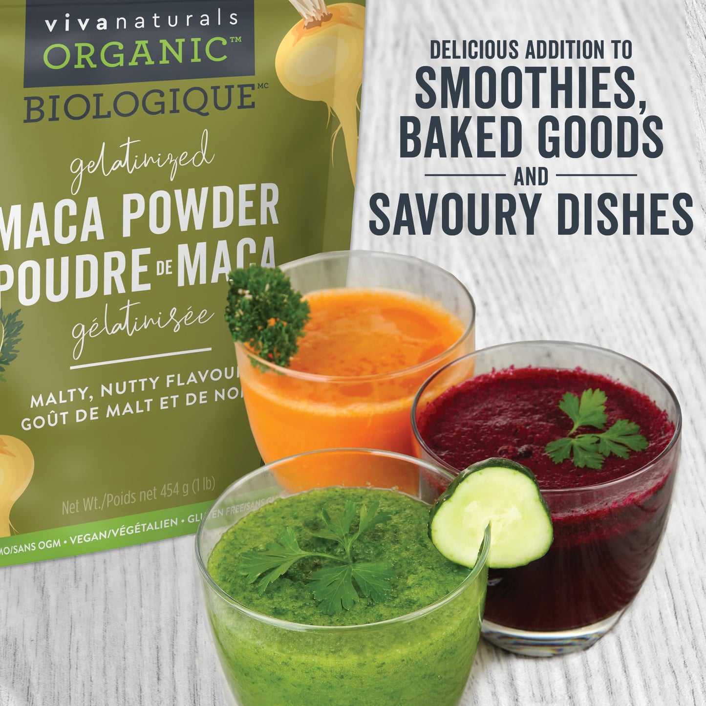 Viva Naturals Organic Maca Powder, Gelatinized Peruvian Maca Root Powder, Non-GMO, 1 lb Viva Naturals