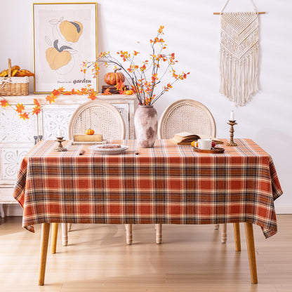 AQOTHES Plaid Fall Tablecloth Thanksgiving Rectangle 60x84 Inch Rust Orange 🍁 All In One Marketplace Canada