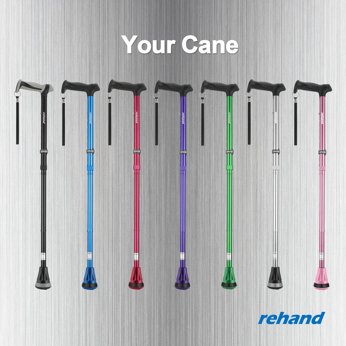 REHAND Walking Cane - Foldable, Adjustable, Collapsible Walking Canes for Men & Women, Heavy Duty All Terrain Tip, with Travel Bag | Walking Sticks for Seniors & Adults (Natural Black) - Available at All In One Marketplace Canada