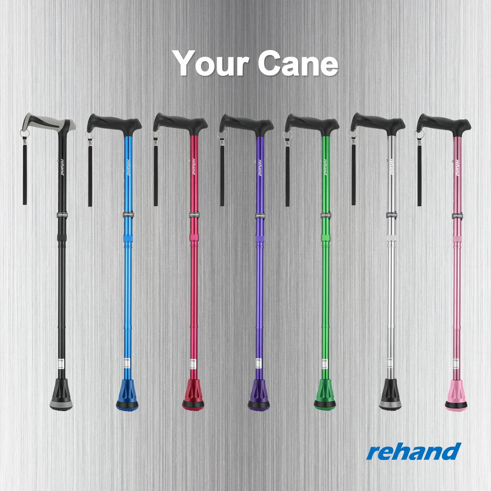 REHAND Walking Cane - Foldable, Adjustable, Collapsible Walking Canes for Men & Women, Heavy Duty All Terrain Tip, with Travel Bag | Walking Sticks for Seniors & Adults (Natural Black) - Available at All In One Marketplace Canada