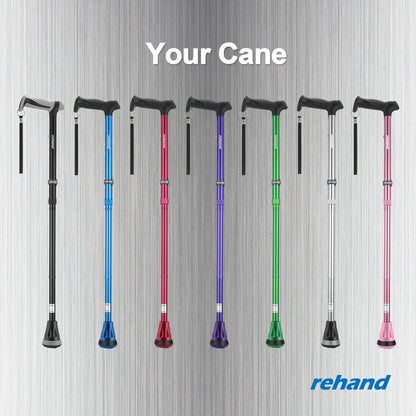 REHAND Walking Cane - Foldable, Adjustable, Collapsible Walking Canes for Men & Women, Heavy Duty All Terrain Tip, with Travel Bag | Walking Sticks for Seniors & Adults (Natural Black) - Available at All In One Marketplace Canada
