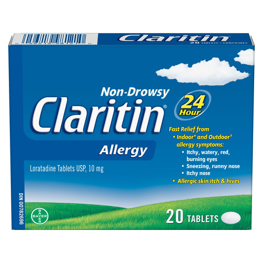 Claritin Allergy Medicine, 24-Hour Non-Drowsy Relief 10 mg, 20 Tablets - Available at All In One Marketplace Canada