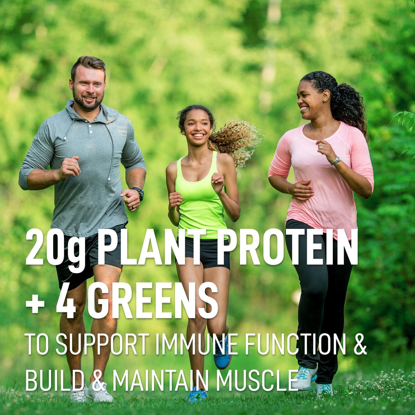 LeanFit Plant-Based Protein & Greens Powder - Natural Chocolate Flavor, 20g Protein + 4 Greens Per Serving, Vegan & Gluten-Free, 20 Servings