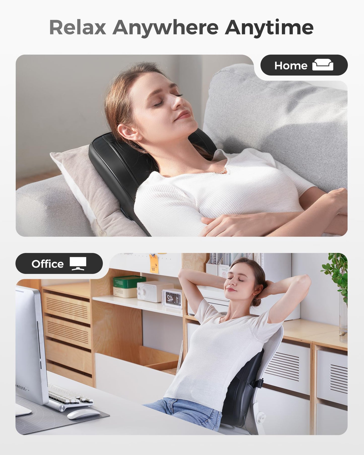 Boriwat Back Massager Neck Massager with Heat, Shiatsu Massage Pillow for Pain Relief, Massagers for Neck and Back, Shoulder, Leg, Gifts for Men Women Mom Dad, Stress Relax at Home Office and Car - Available at All In One Marketplace Canada