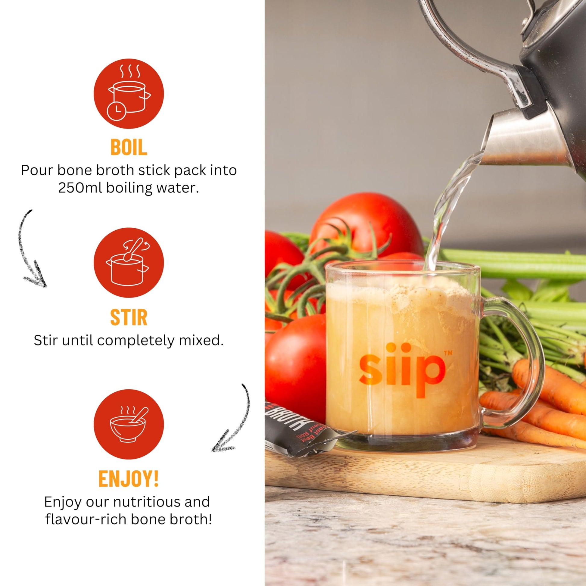 Siip Chicken Bone Broth Powder 25-Pack Single-Serve Sticks | Canadian-Made | High Protein & Collagen | Keto & Paleo Friendly