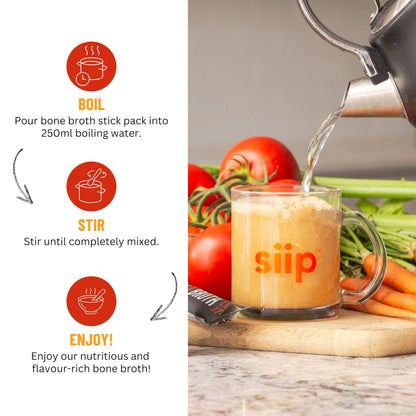 Siip Chicken Bone Broth Powder 25-Pack Single-Serve Sticks | Canadian-Made | High Protein & Collagen | Keto & Paleo Friendly