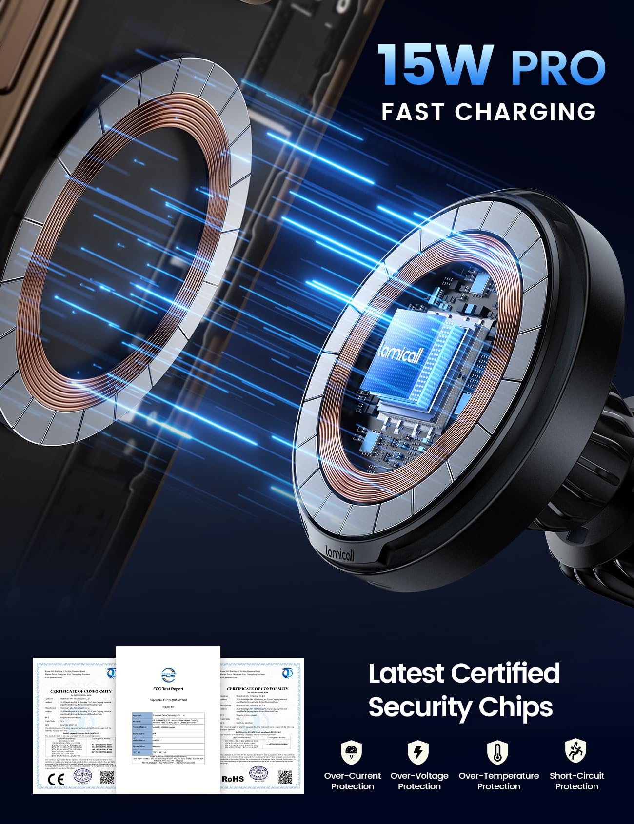 Lamicall for MagSafe Car Mount Charger - [Ultra Magnet] 15W Wireless Car Phone Holder Charger - HandsFree Magnetic Phone Holders for Your Car Vent for iPhone 17 16 15 14 13 Pro Max Handlebar, Mom Gift - Available at All In One Marketplace Canada