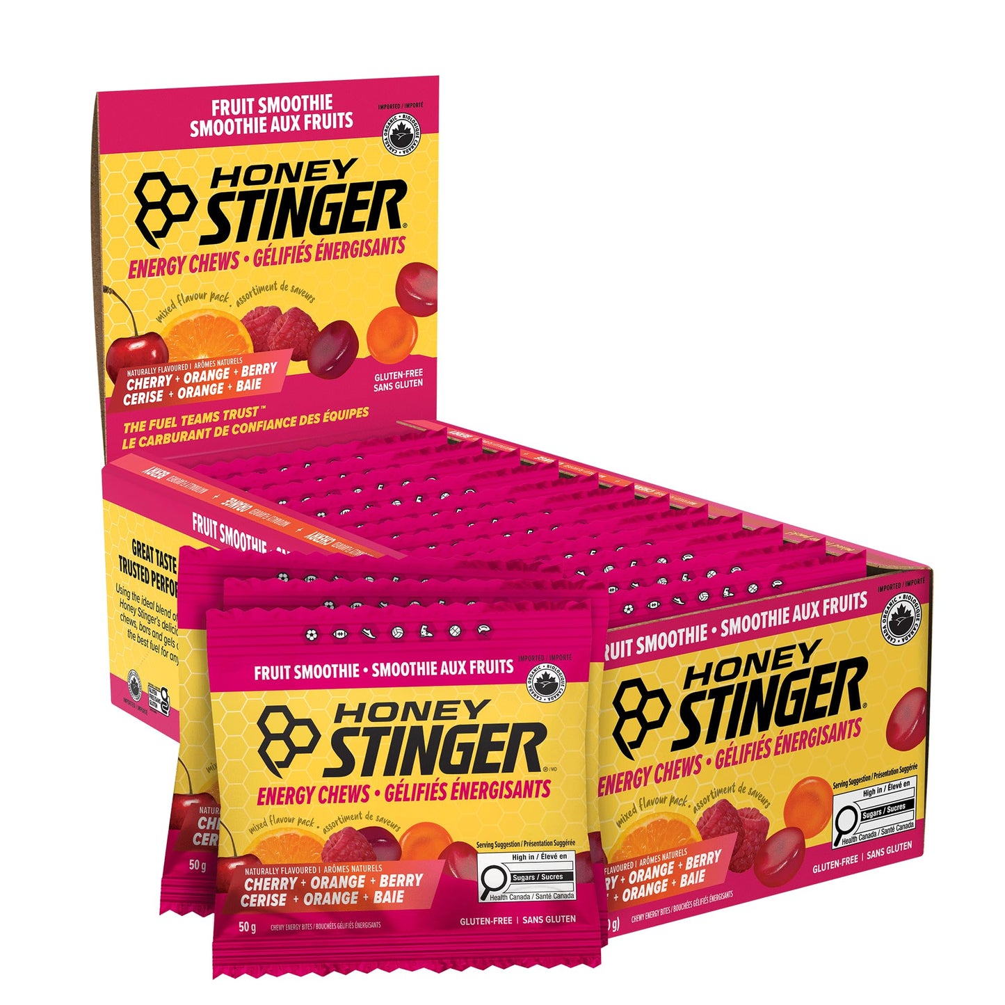 Honey Stinger Organic Fruit Smoothie Energy Chew – Gluten Free, Caffeine Free – 12 Pack