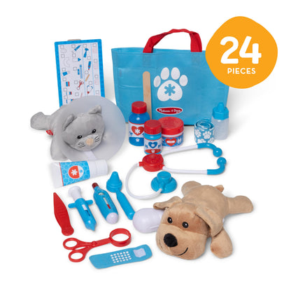 Melissa & Doug Examine and Treat Pet Vet Play Set, 24-Piece Animal Doctor Playset with Dog & Cat Plushies, Pet Doctor Kit & Accessories, Preschool Toys for Girls & Boys Ages 3+ Melissa & Doug