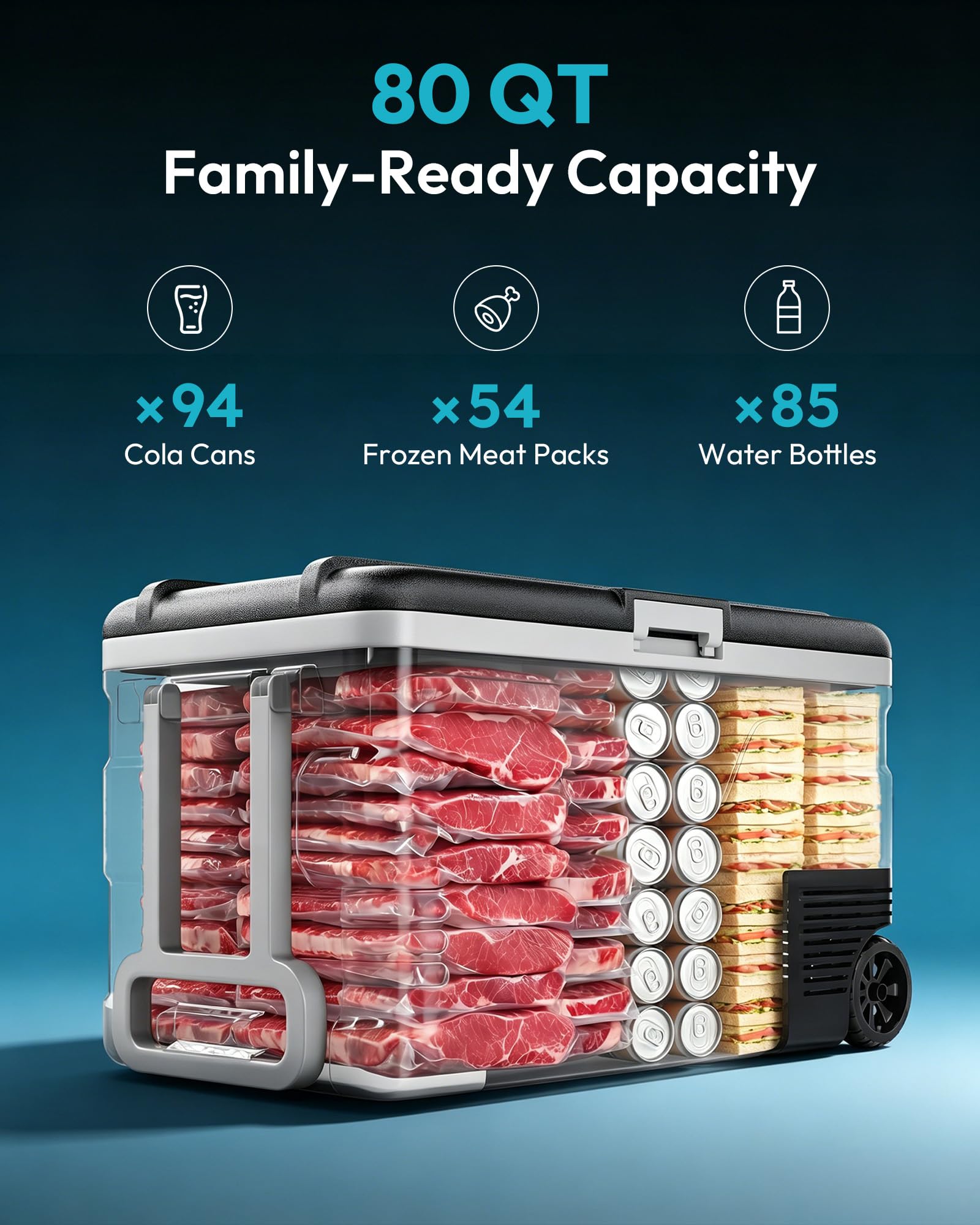 EUHOMY 12 Volt Refrigerator, 80QT(75L) 12V Fridge, Electric Cooler APP Control, Car Fridge 12/24V DC 110-240V AC, Car Refrigerator 0℉~68℉, 12 Volt Cooler for Camping, Trip, Truck, Boating, Outdoor EUHOMY