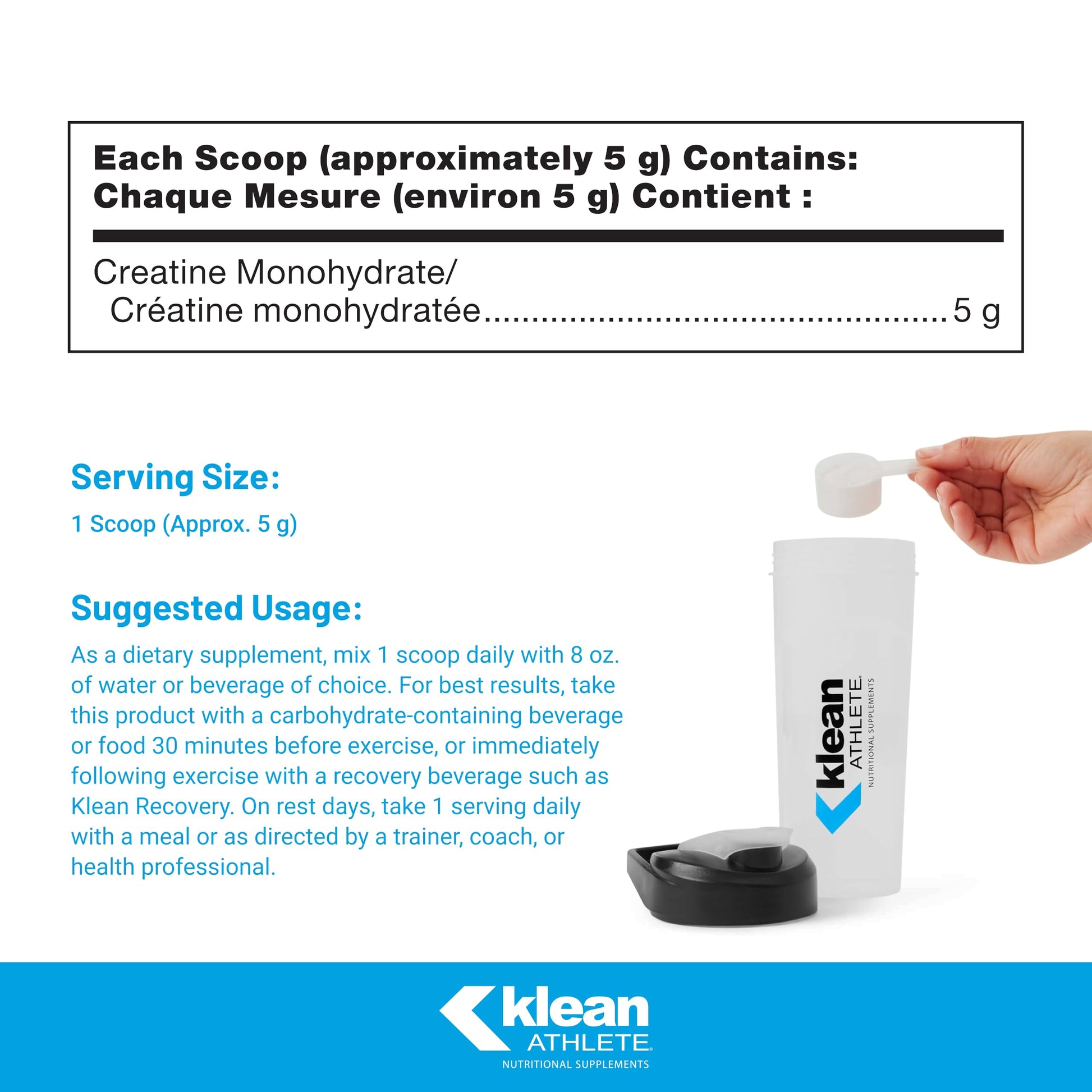 Klean Athlete - Klean Creatine - Supports Muscle Strength and Performance* - NSF Certified for Sport - 315 Grams Powder - Available at All In One Marketplace Canada